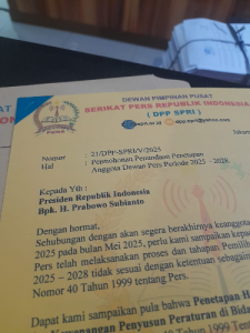 SPRI Surati Presiden RI Prabowo, Terkait Pemilihan Anggota Dewan Pers yang Melanggar Aturan AD/ART